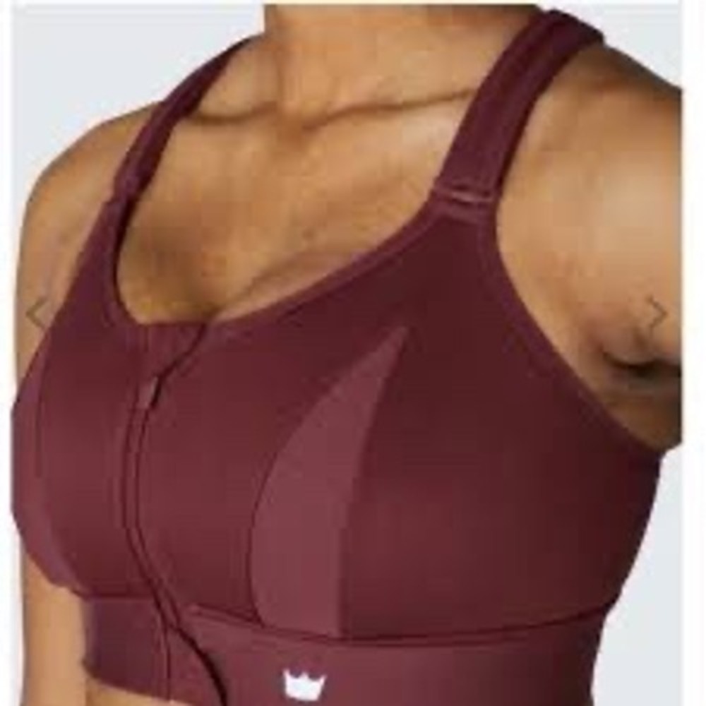 SHEFIT Ultimate Sports Bra Burgundy Wine High Impact Front Zip Size 6Luxe